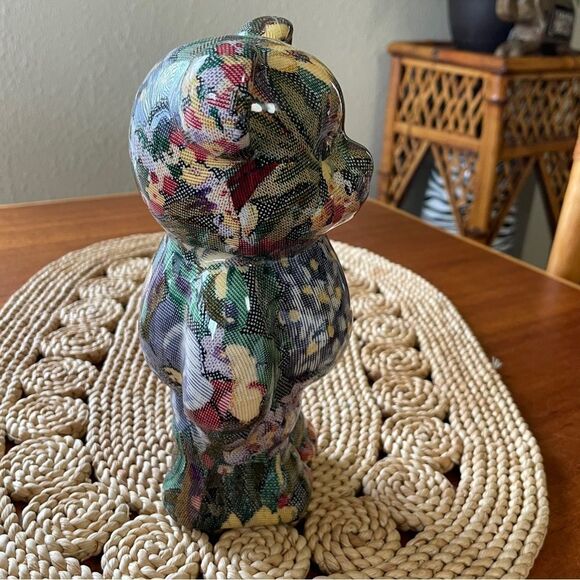 Joan Baker Designs Original Porcelain Decoupage Floral Patchwork Bear Figurine - Picture 5 of 10